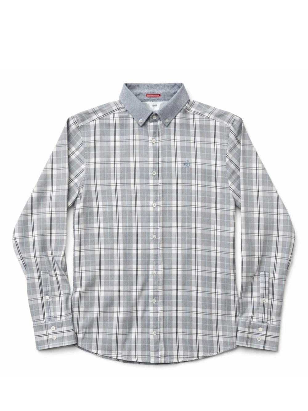 Original Penguin Plaid Button Down Shirt Mens M Gray Heritage Slim Fit